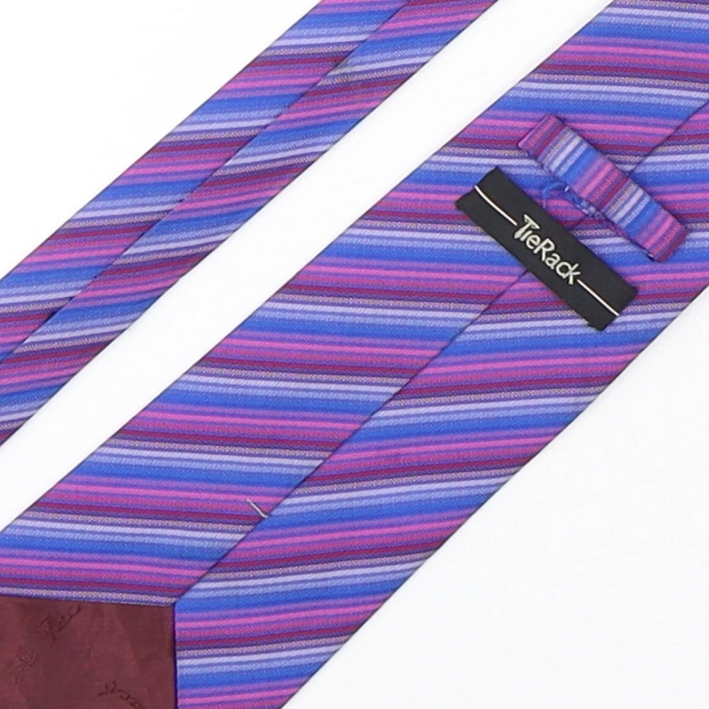 TieRack Mens Multicoloured Striped Silk Pointed Tie One Size
