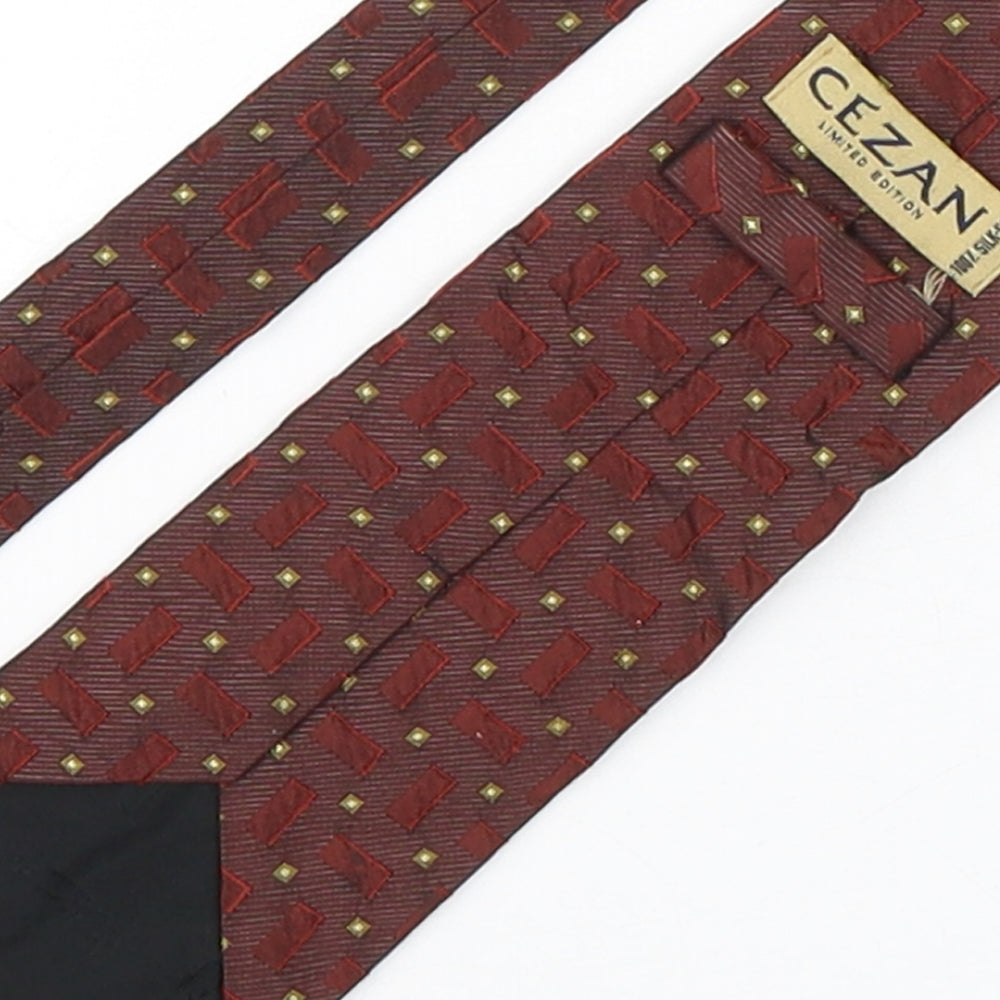 Cezan Mens Multicoloured Geometric Silk Pointed Tie One Size