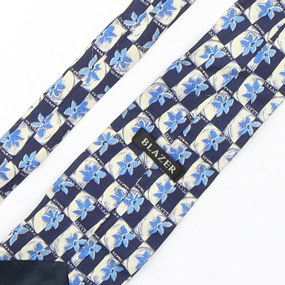 Blazer Mens Blue Floral Silk Pointed Tie One Size