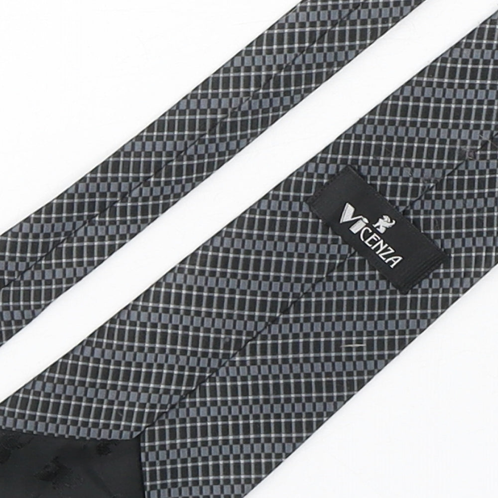 Vicenza Mens Grey Geometric Polyester Pointed Tie One Size
