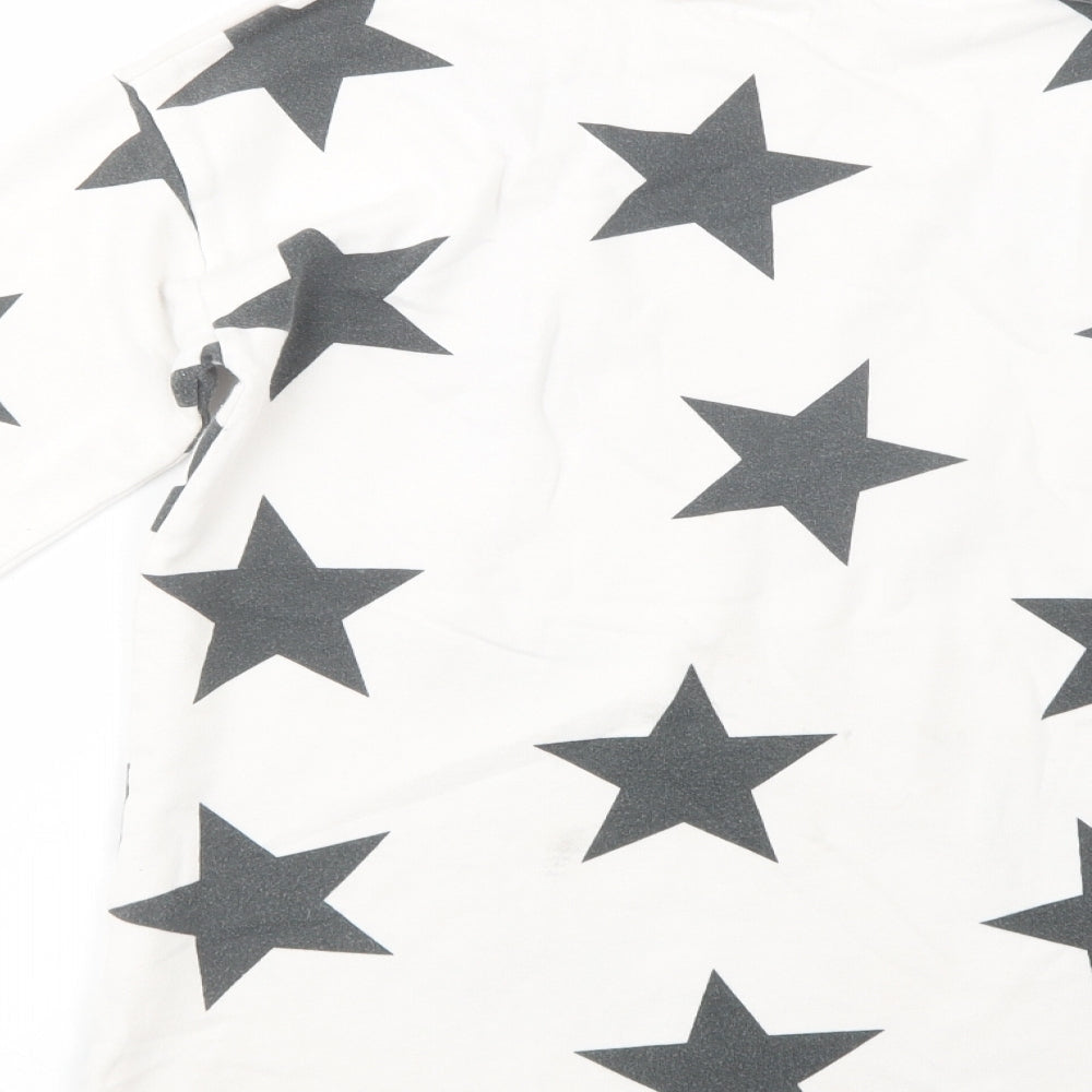 NEXT Girls White Geometric Cotton Pullover Sweatshirt Size 12 Years Pullover - Star Print