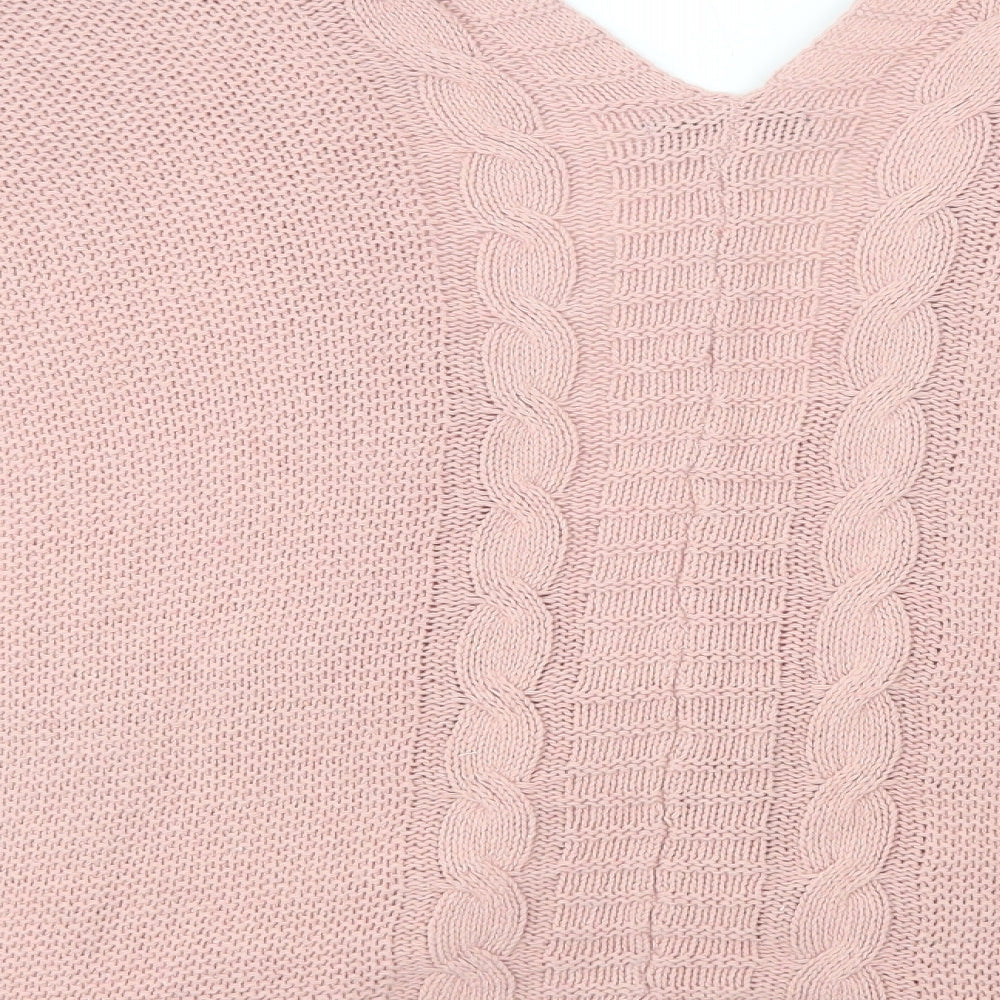 SheIn Womens Pink V-Neck Polyester Cardigan Jumper Size S