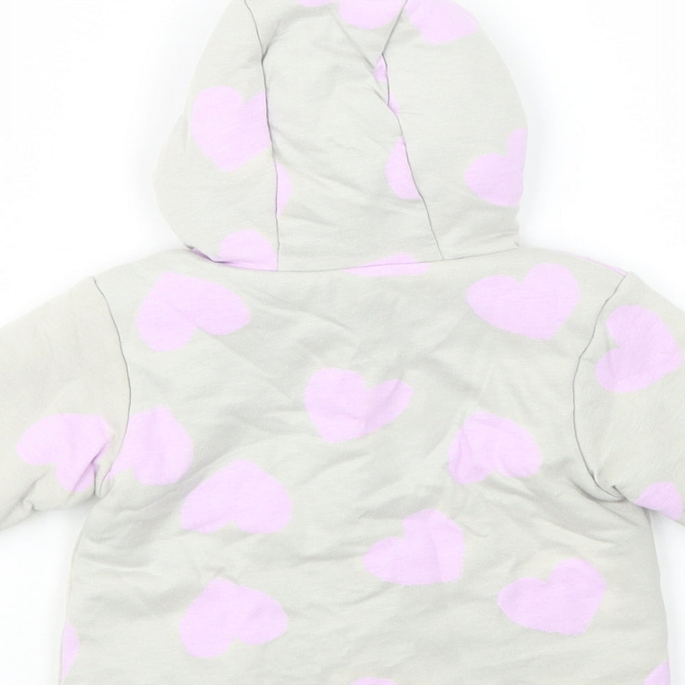 Dunnes Stores Baby Grey Geometric Basic Jacket Jacket Size 3-6 Months Snap - Heart Print