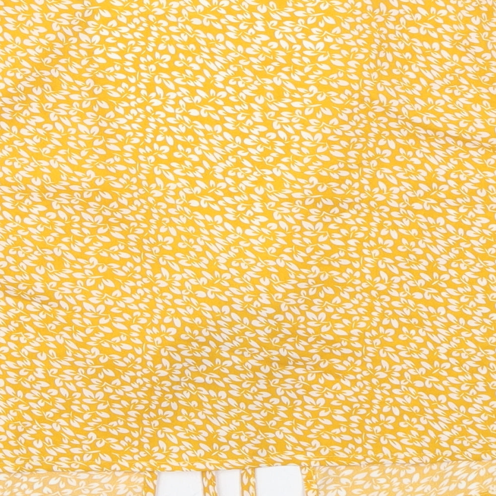 SheIn Womens Yellow Floral Jacket Size XS Tie - Leaf Prints