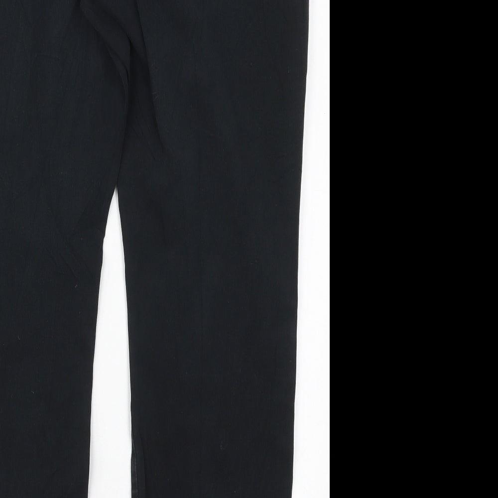 Marks & Spencer Womens Black Cotton Trousers Size 14 L27 in Regular Button
