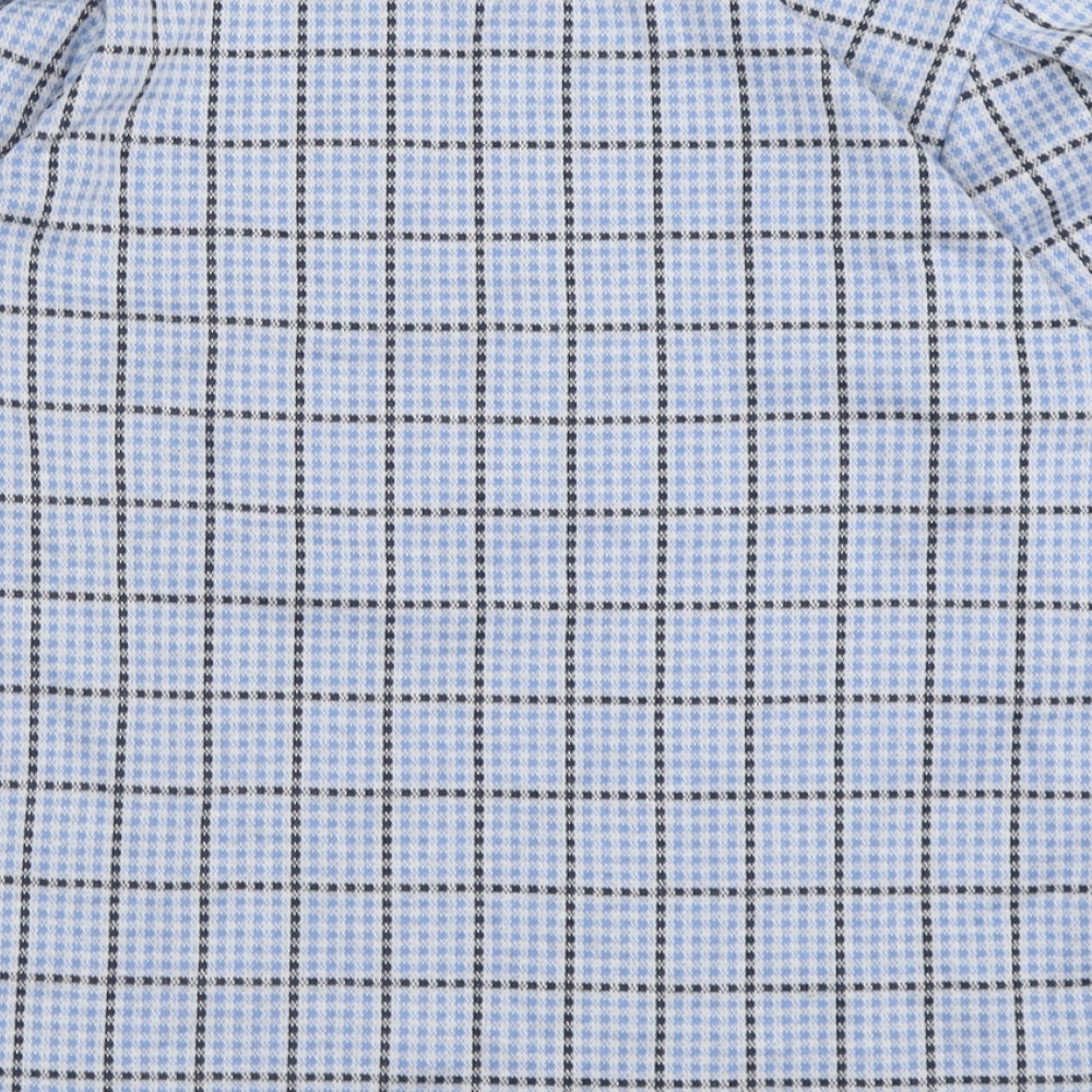 savida Womens Blue Plaid Polyacrylate Fibre Basic T-Shirt Size M Crew Neck