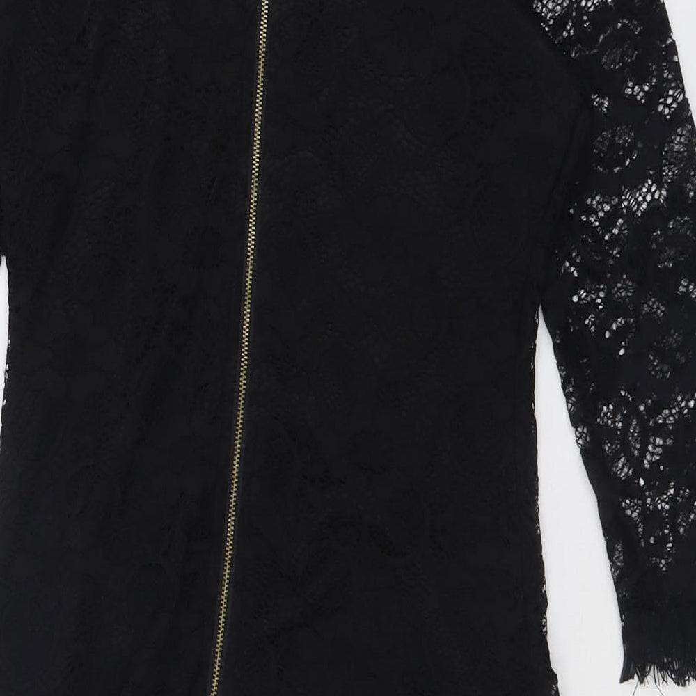 Marc Angelo Womens Black Polyamide Bodycon Size 12 Crew Neck Zip