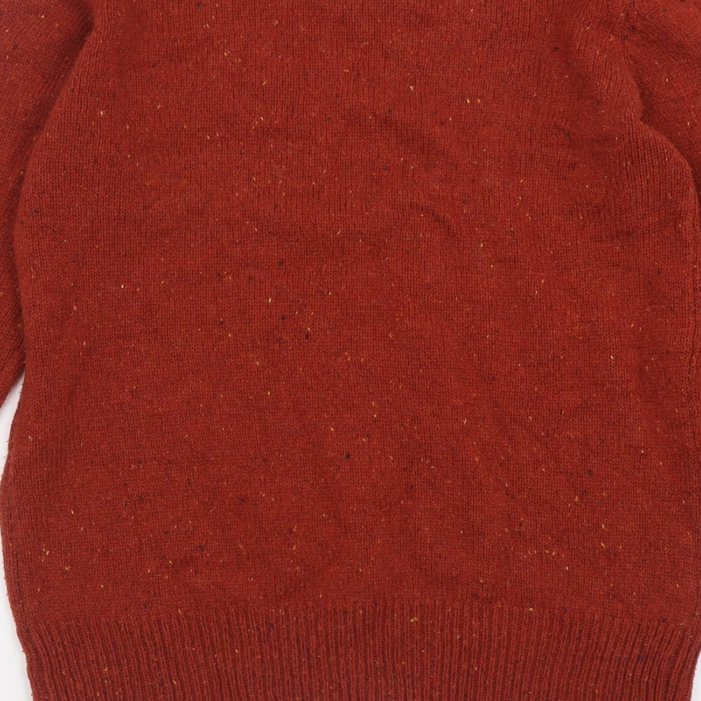 Cedarwood State Mens Orange Crew Neck Acrylic Pullover Jumper Size S - Flecked