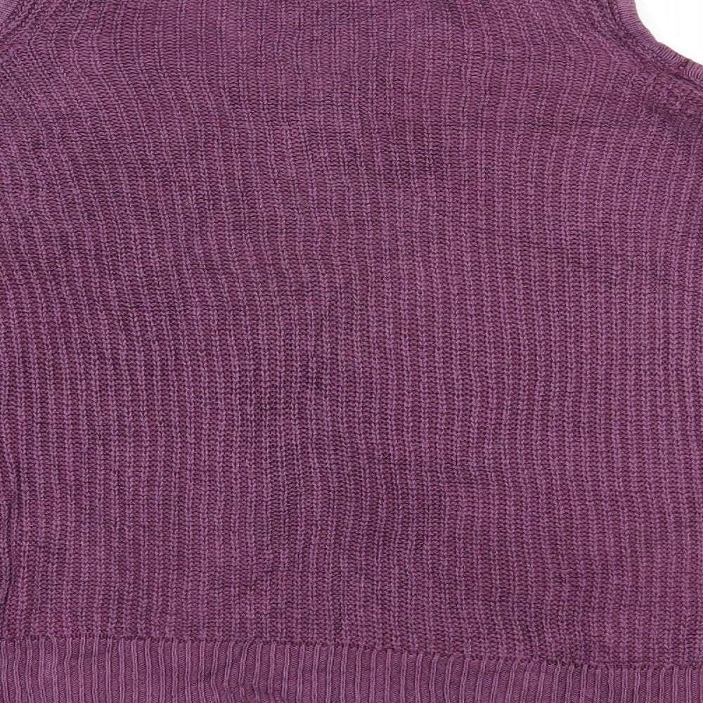 American Eagle Outfitters Womens Purple V-Neck Nylon Pullover Jumper Size S - Cold shoulder
