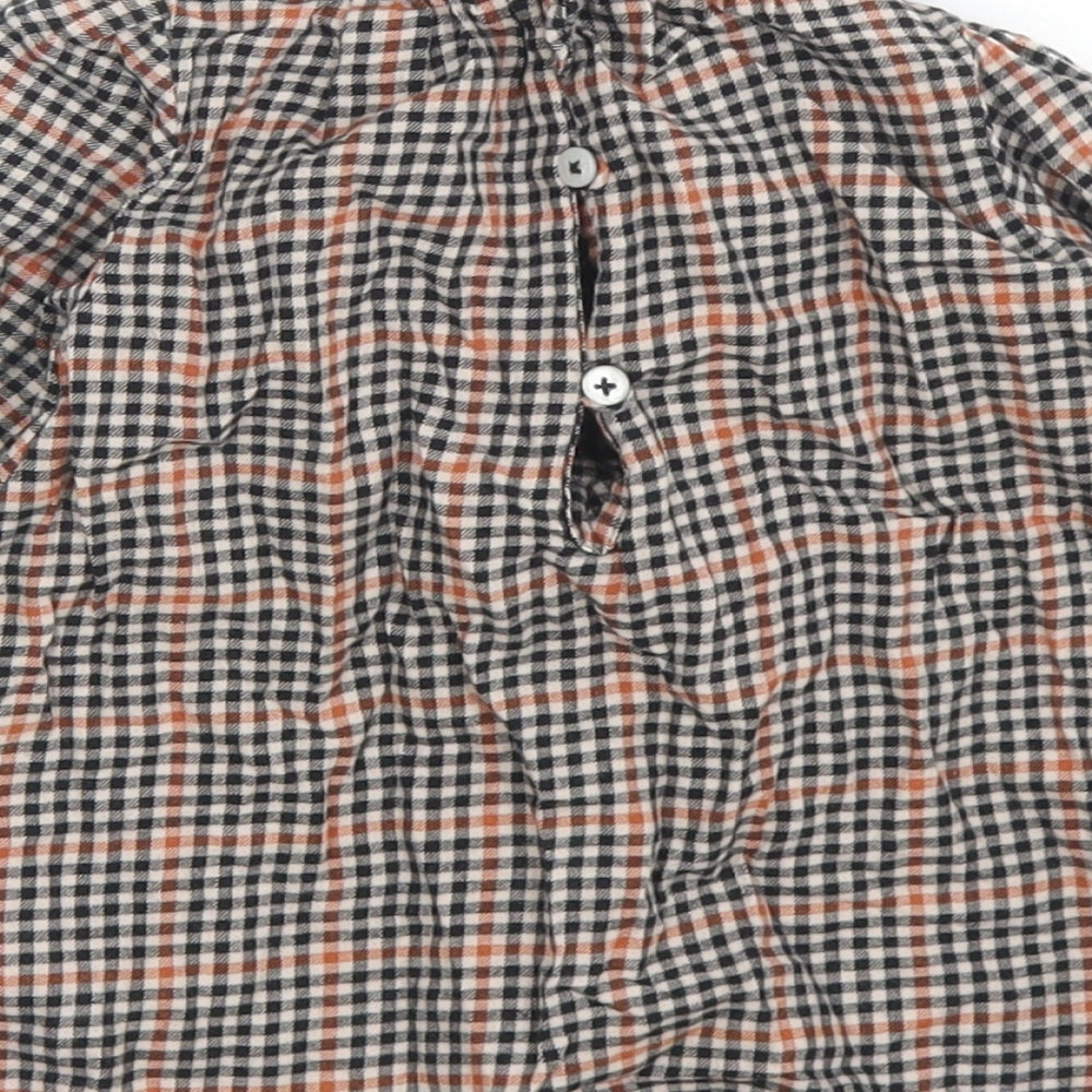 NEXT Girls Brown Check Cotton A-Line Size 6-9 Months Collared Button