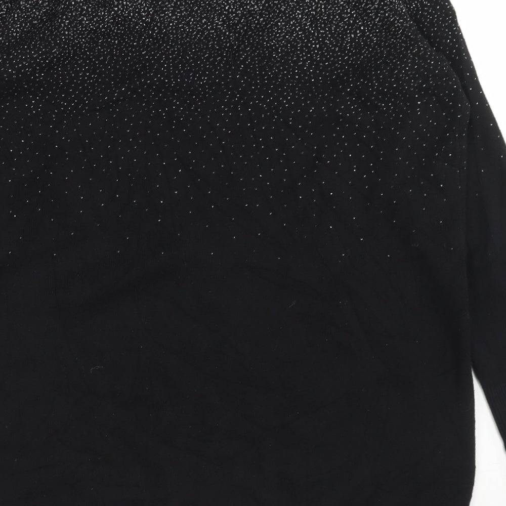 Oasis Womens Black Round Neck Cotton Pullover Jumper Size S