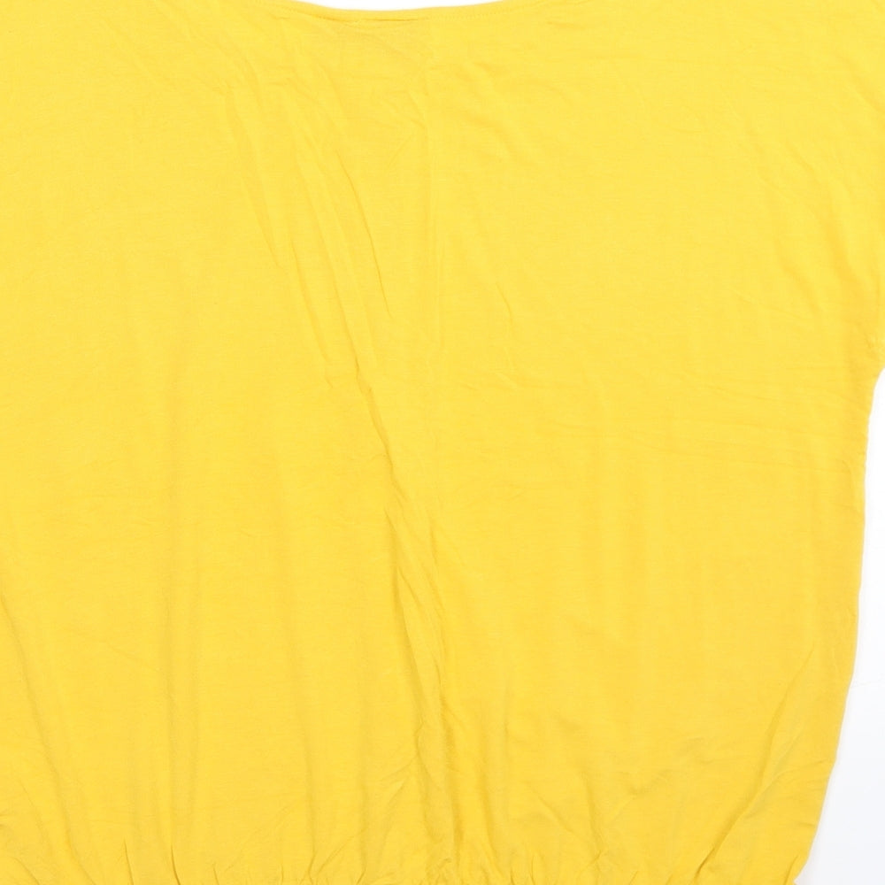 Body + Flirt Womens Yellow Polyester Basic T-Shirt Size M Round Neck