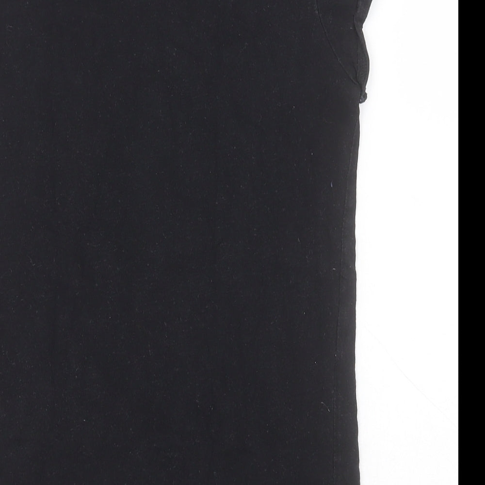 NEXT Girls Black Cotton Basic T-Shirt Size 10 Years Round Neck Pullover