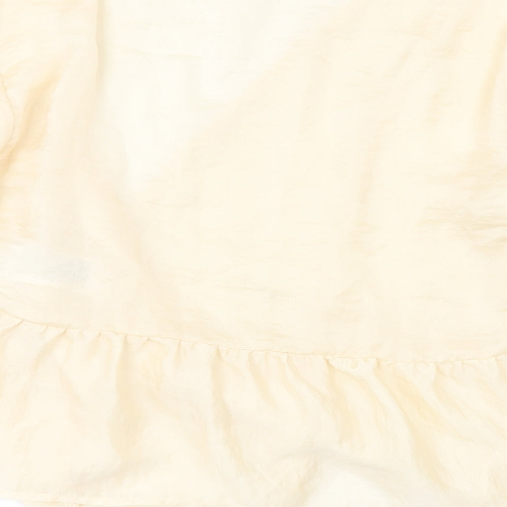 Topshop Womens Beige Polyester Wrap Blouse Size 6 V-Neck