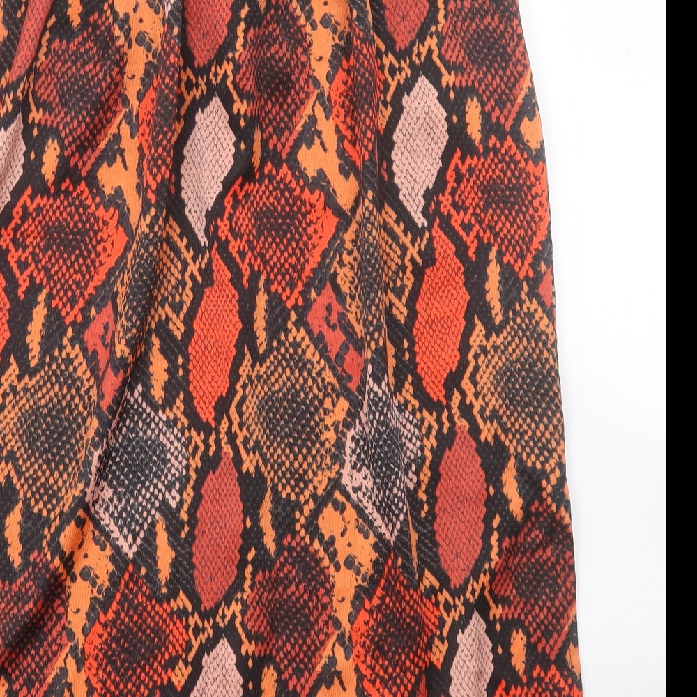 Dorothy Perkins Womens Orange Animal Print Polyester A-Line Skirt Size 10 Tie