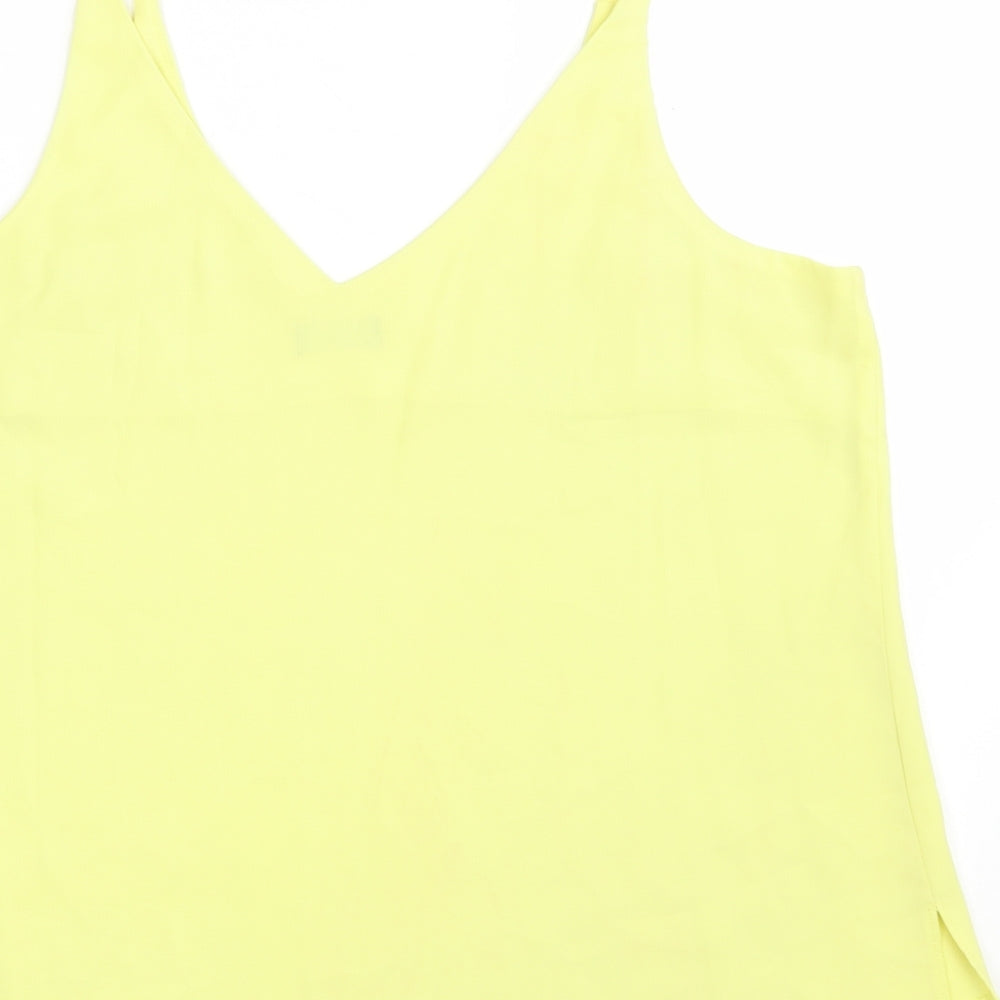 F&F Womens Yellow Polyester Basic Blouse Size 14 V-Neck