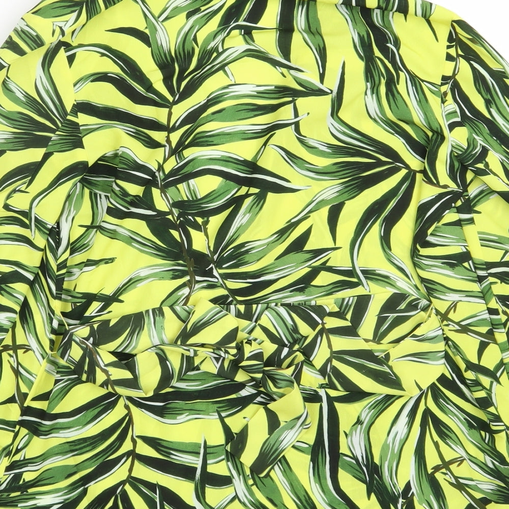 Stradivarius Womens Yellow Floral Polyester Jacket Dress Size M V-Neck