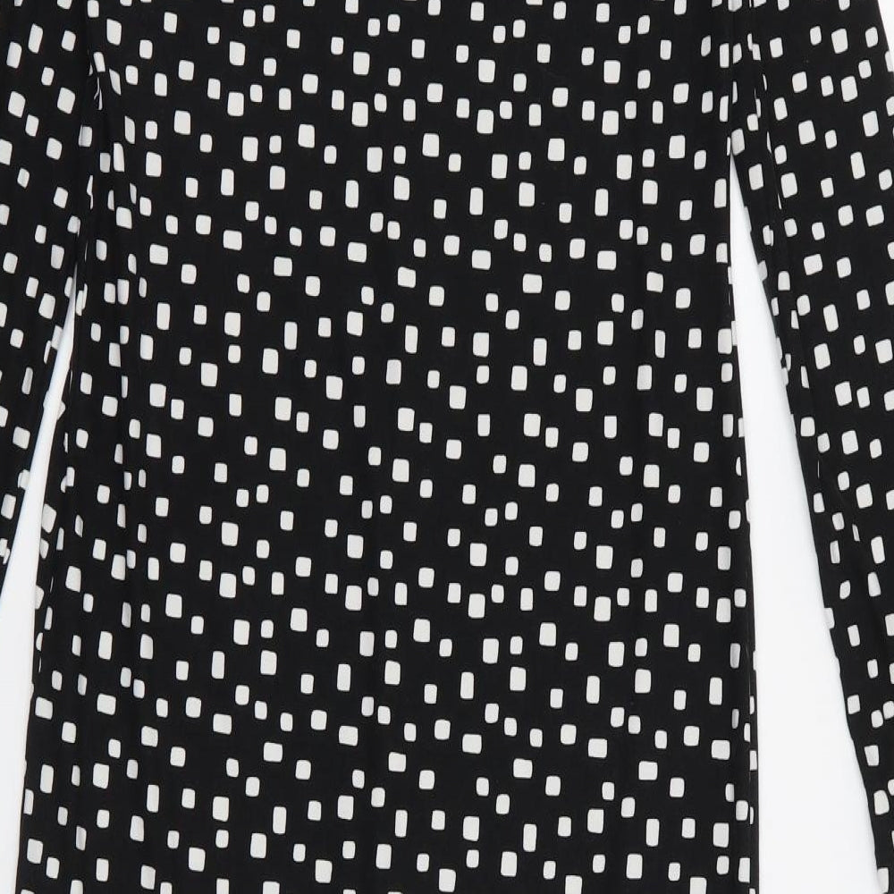 Primark Womens Black Polka Dot Polyester Mermaid Size 4 Round Neck Pullover