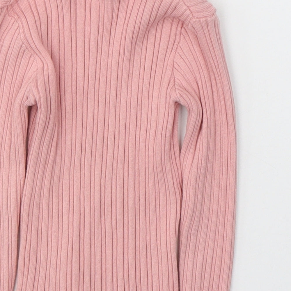 Nutmeg Girls Pink Cotton Jersey Casual Size 2-3 Years Roll Neck Pullover