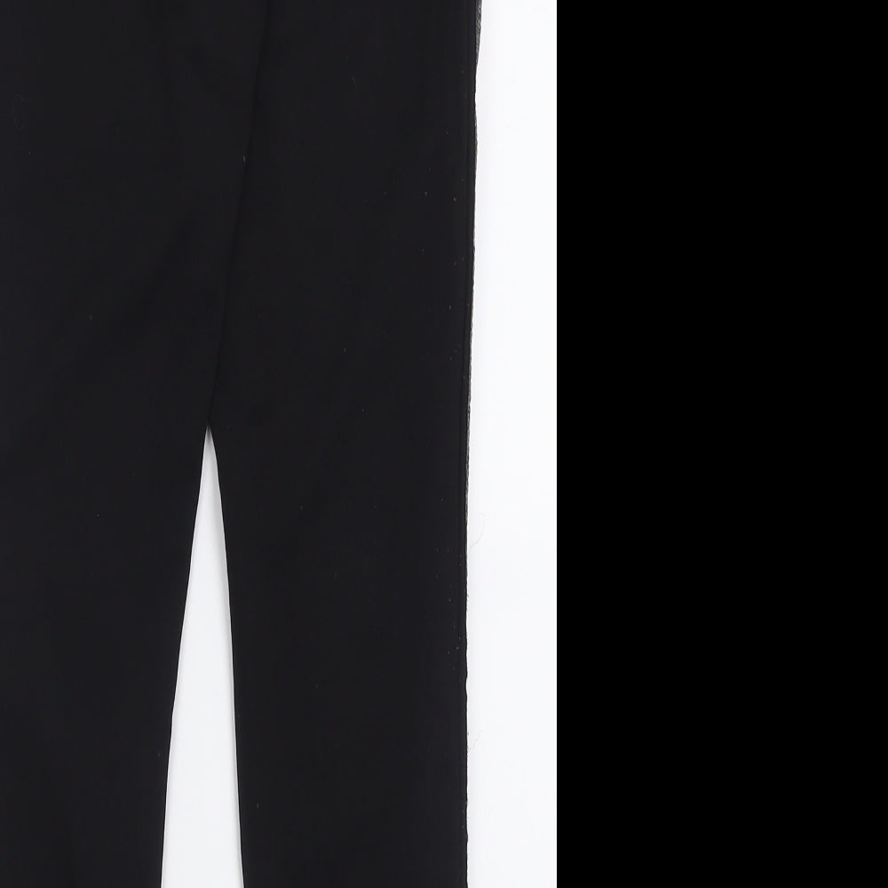 Diffuse Womens Black Striped Polyester Trousers Size 8 L29 in Regular