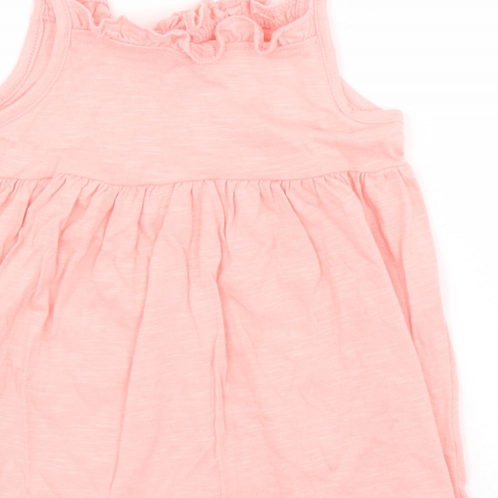 F&F Baby Pink Cotton Skater Dress Size 18-24 Months Square Neck Pullover