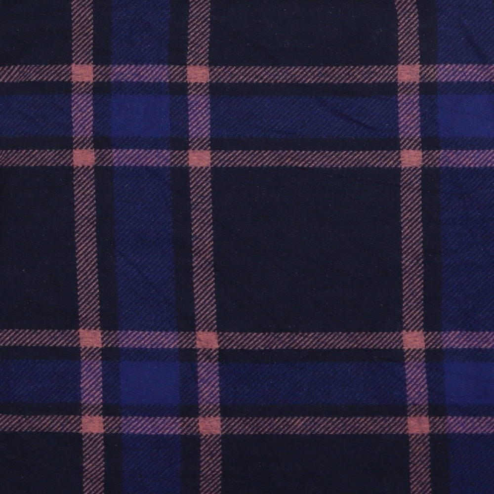 Marks & Spencer Womens Blue Plaid Polyester Pullover Sweatshirt Size 16 - Cropped