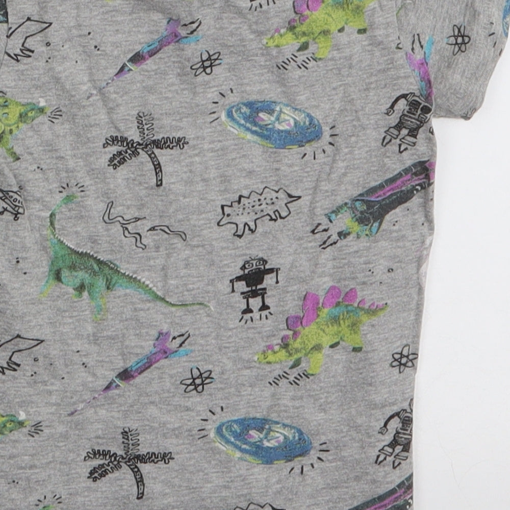 NEXT Boys Grey Cotton Jersey T-Shirt Size 3-6 Months Round Neck Pullover - Dinosaur