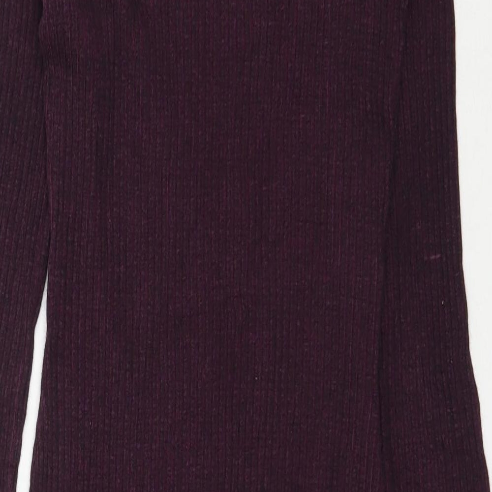 River Island Womens Purple Cotton Bodycon Size 12 Mock Neck Pullover