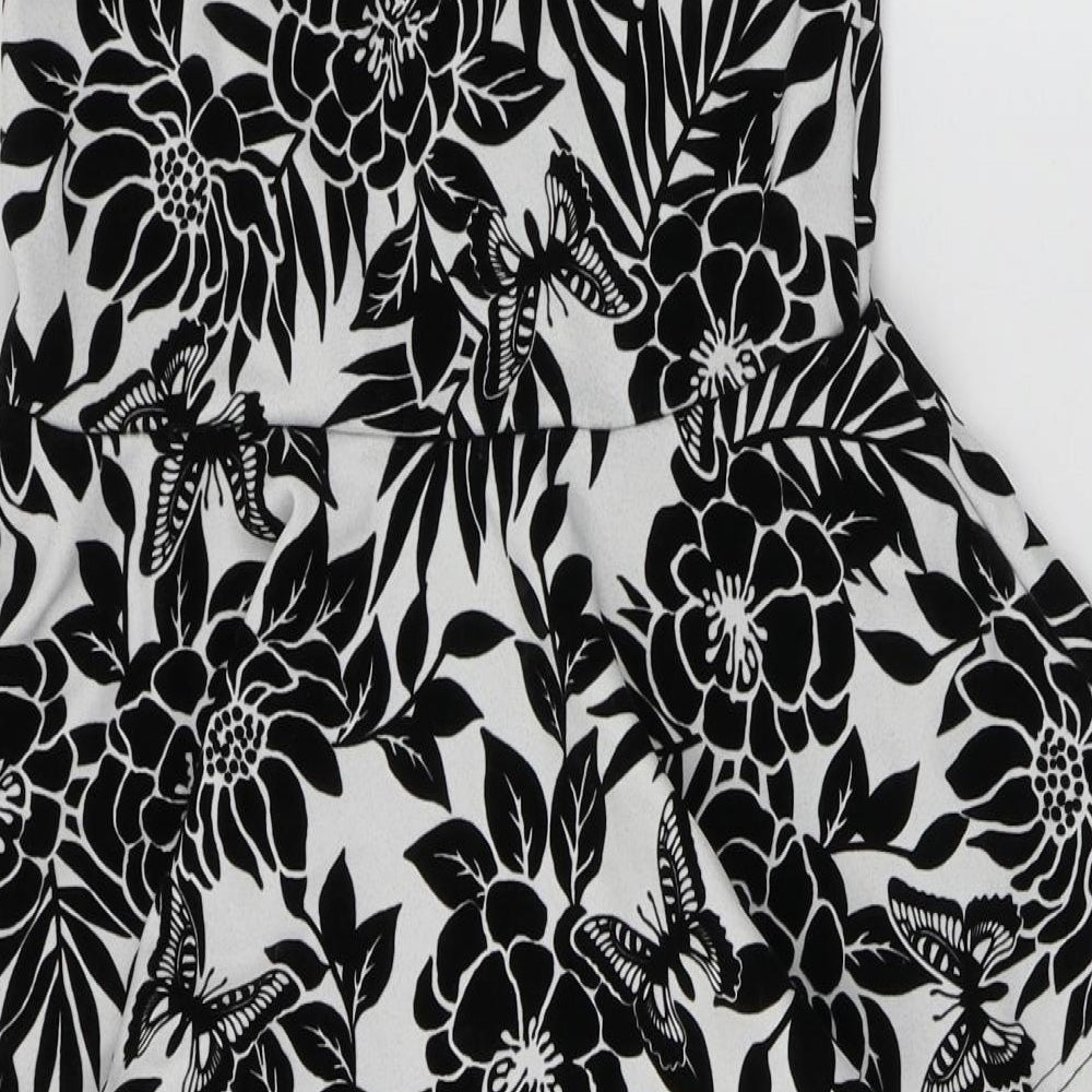 Quiz Womens Black Floral Polyester Bodycon Size 10 Sweetheart Pullover - Butterfly