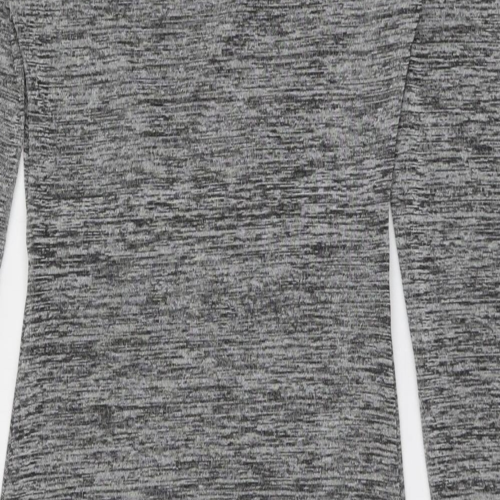 H&M Womens Grey Polyester Bodycon Size 8 V-Neck Pullover