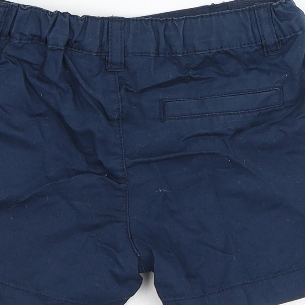 Primark Boys Blue Cotton Cropped Trousers Size 9-12 Months Button