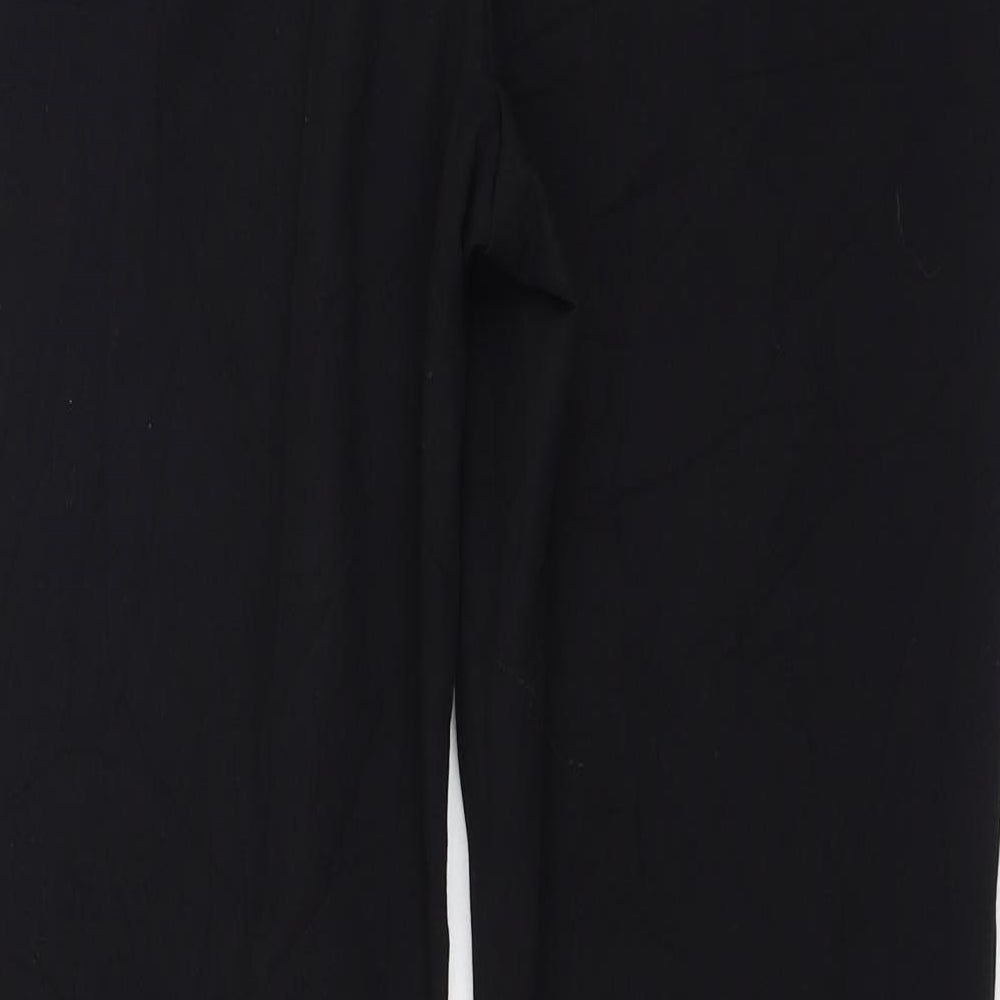 Marks and Spencer Womens Black Polyester Trousers Size 12 L28 in Regular Zip