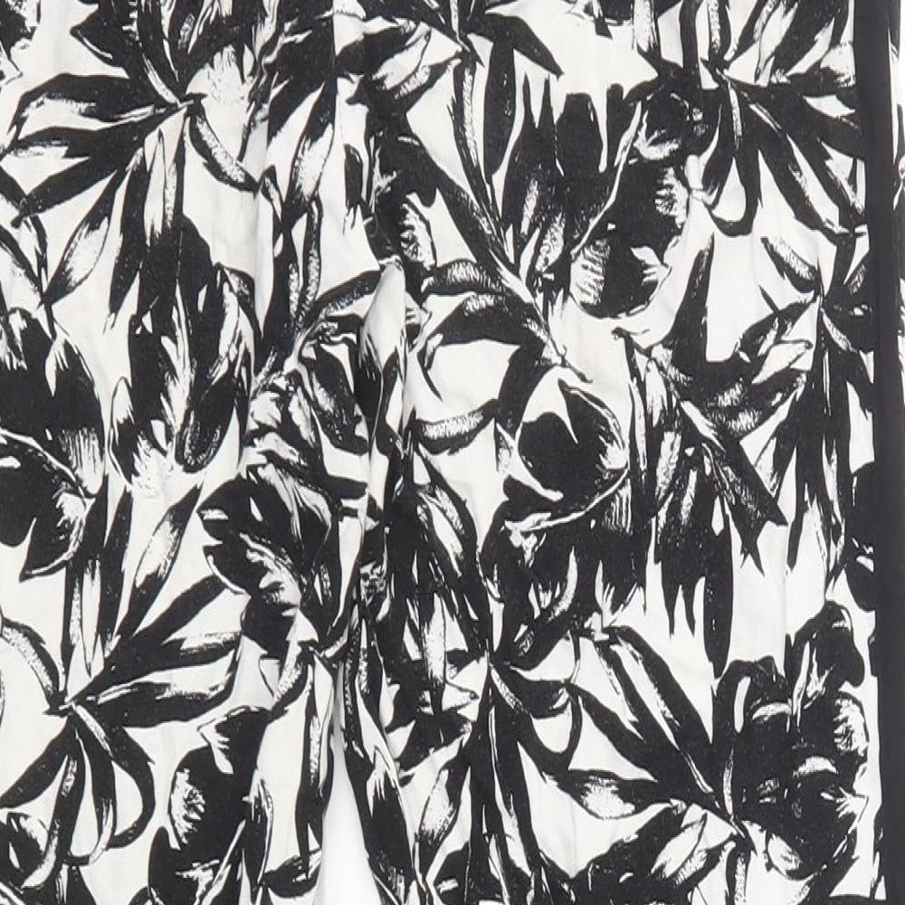 Dorothy Perkins Womens Black Floral Viscose Trousers Size 8 L27 in Regular Drawstring
