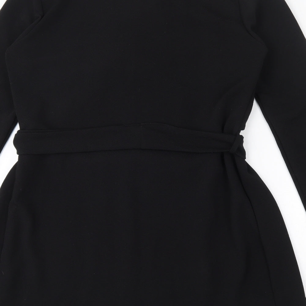 Boohoo Womens Black Polyester Cardigan Sweatshirt Size 12 Tie
