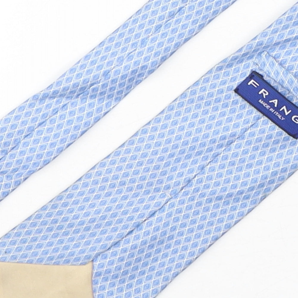 Frangi Mens Blue Geometric Silk Pointed Tie One Size