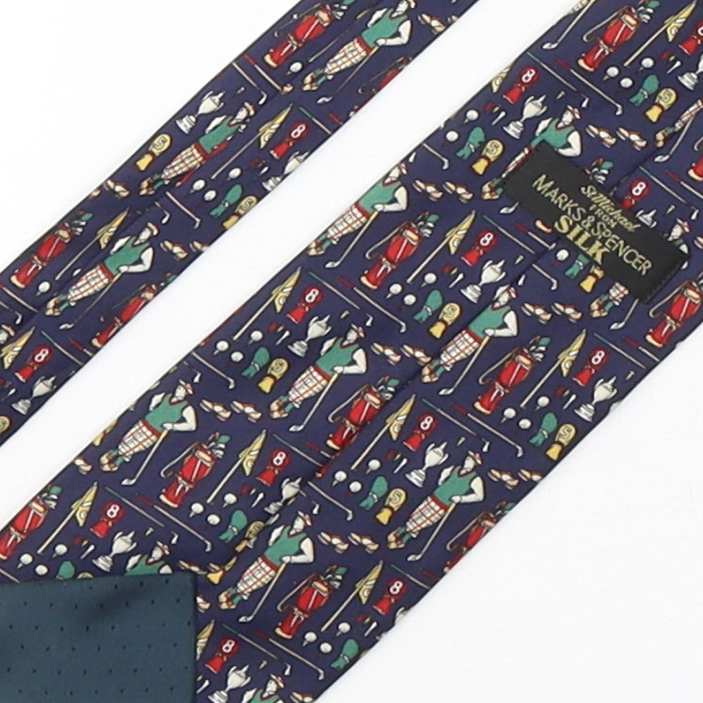 Marks & Spencer Mens Multicoloured Geometric Silk Pointed Tie One Size