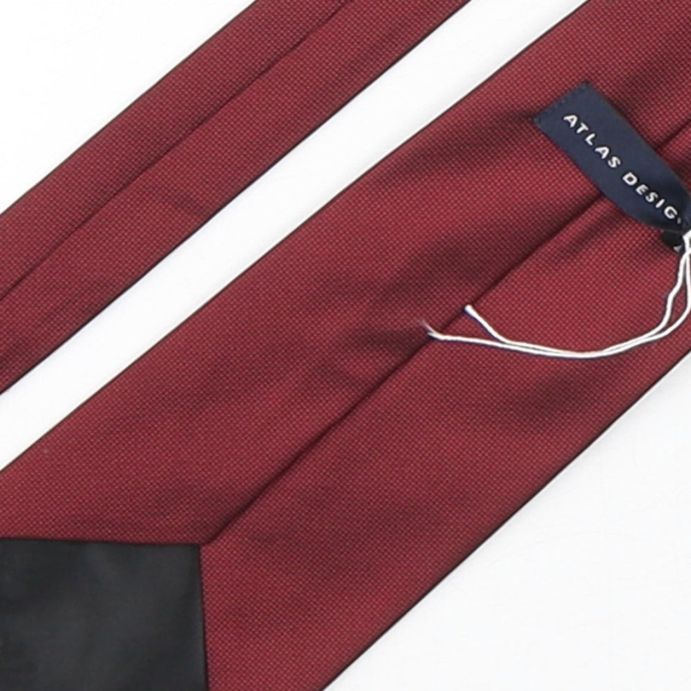 Atlas Design Mens Red Grenadine Polyester Pointed Tie One Size