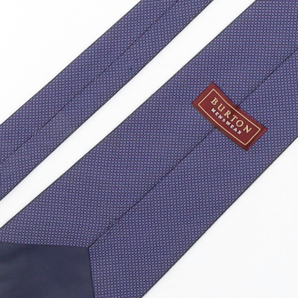Burtn Mens Blue Geometric Polyester Pointed Tie One Size