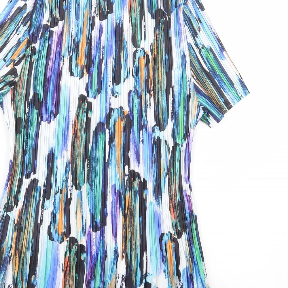 Mudflower Womens Multicoloured Geometric Polyester Basic Blouse Size S Scoop Neck