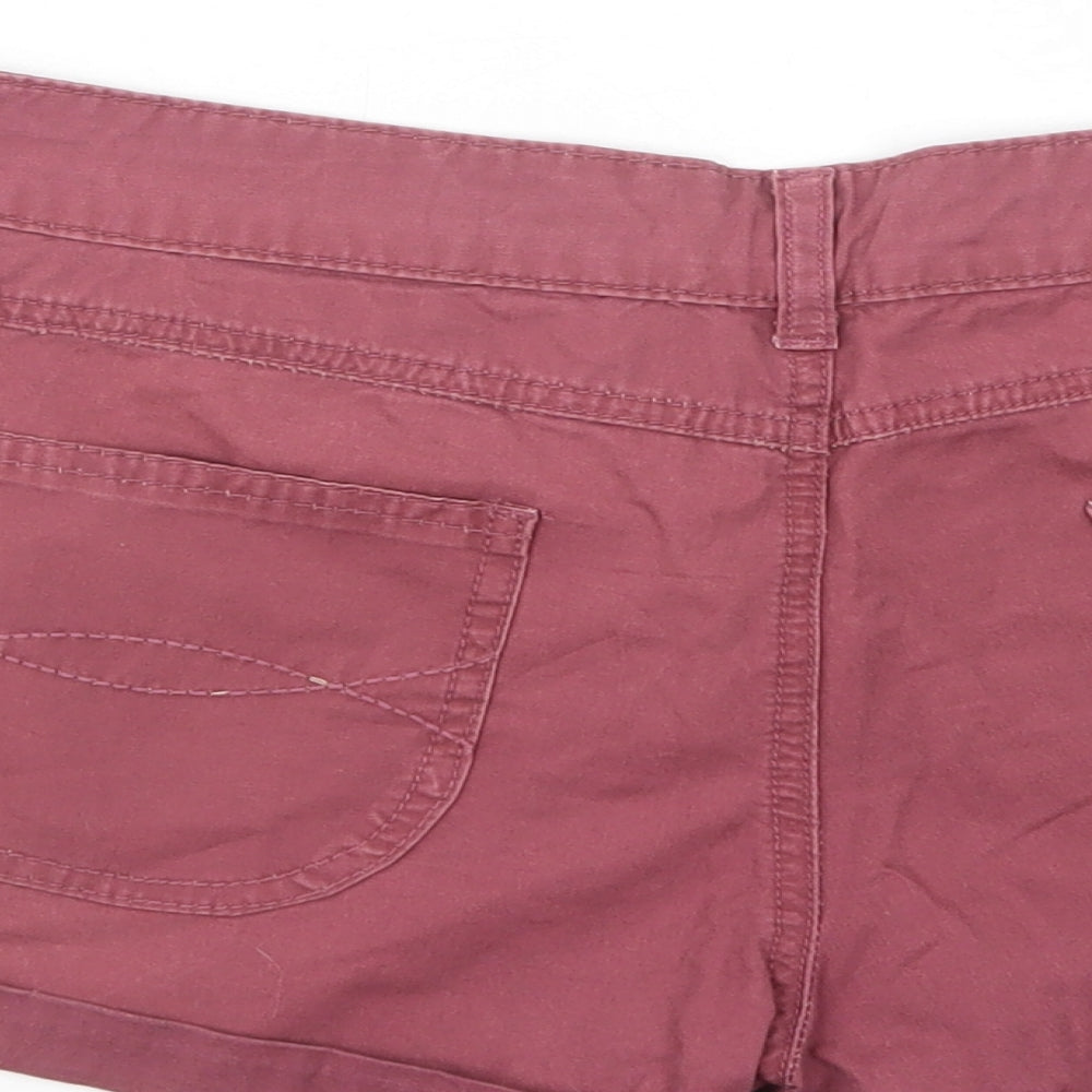 Denim Co. Womens Purple Cotton Hot Pants Shorts Size 10 L3 in Regular Button