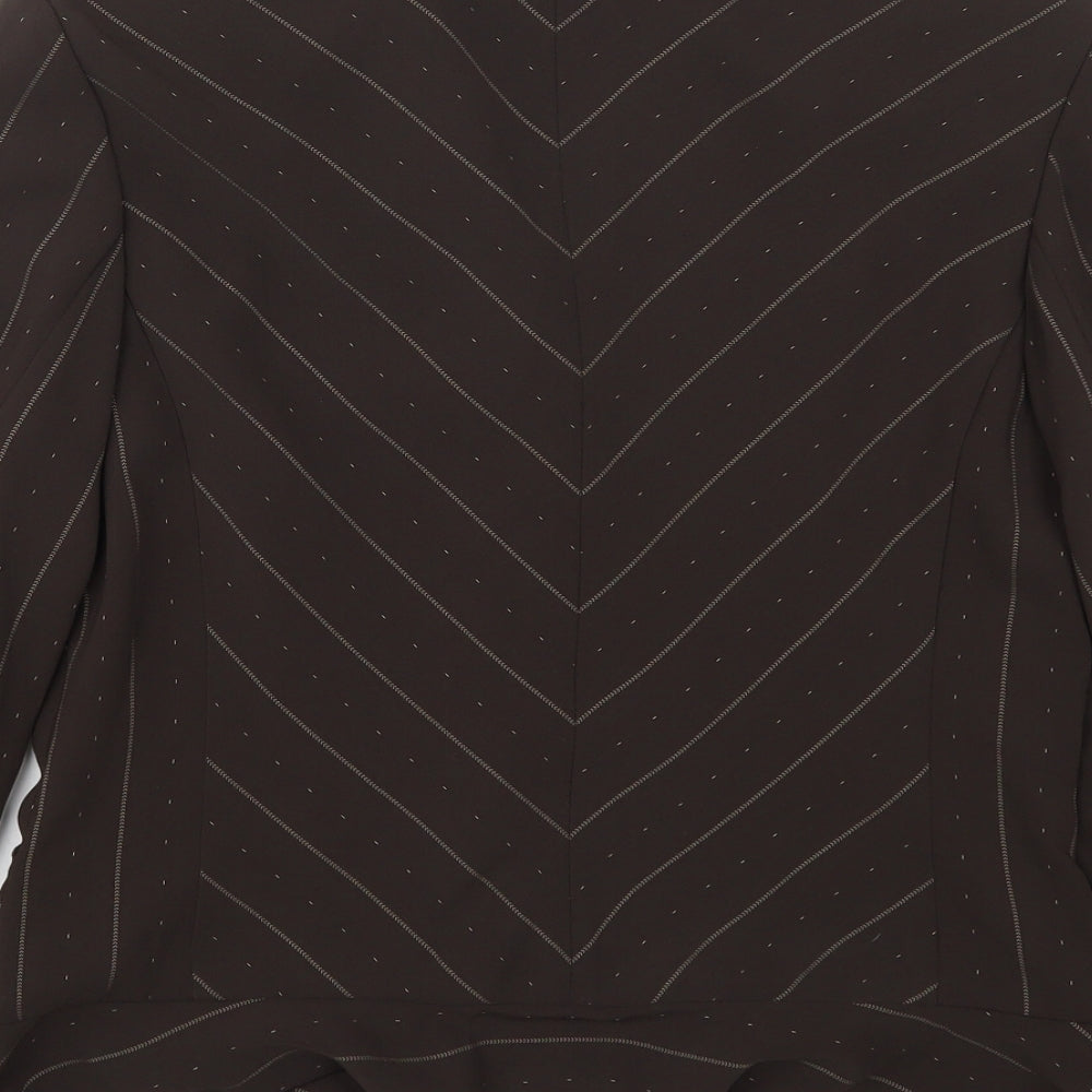 Hucke Womens Brown Striped Jacket Size 12 Hook & Eye