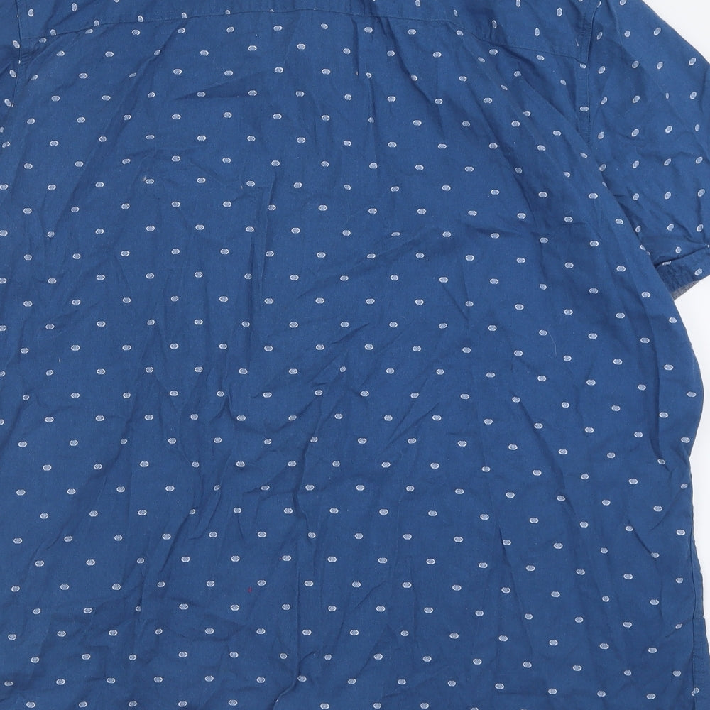 NEXT Mens Blue Geometric Cotton Button-Up Size 2XL Collared Button
