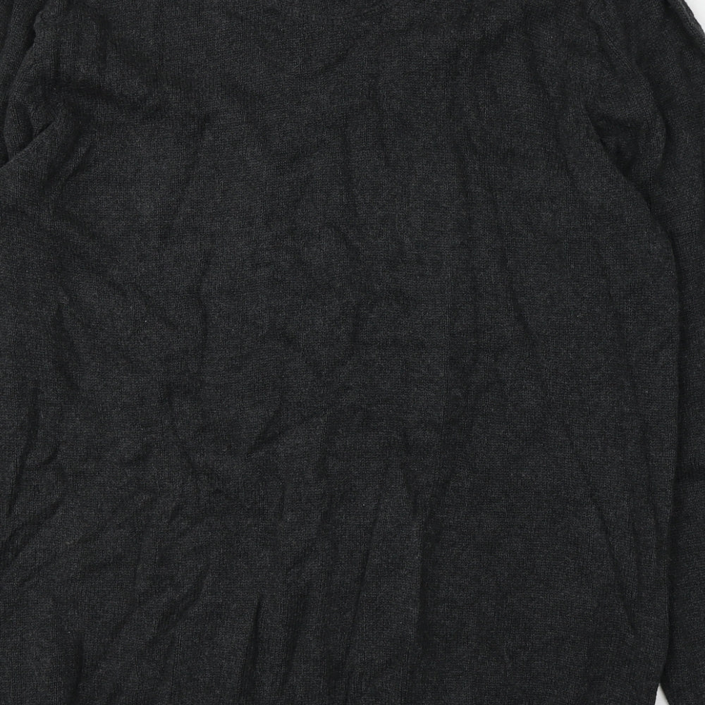 Maine Mens Grey Round Neck Cotton Pullover Jumper Size M