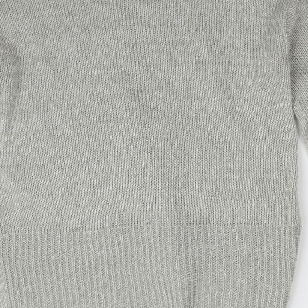 New Look Womens Grey Crew Neck Acrylic Pullover Jumper Size S
