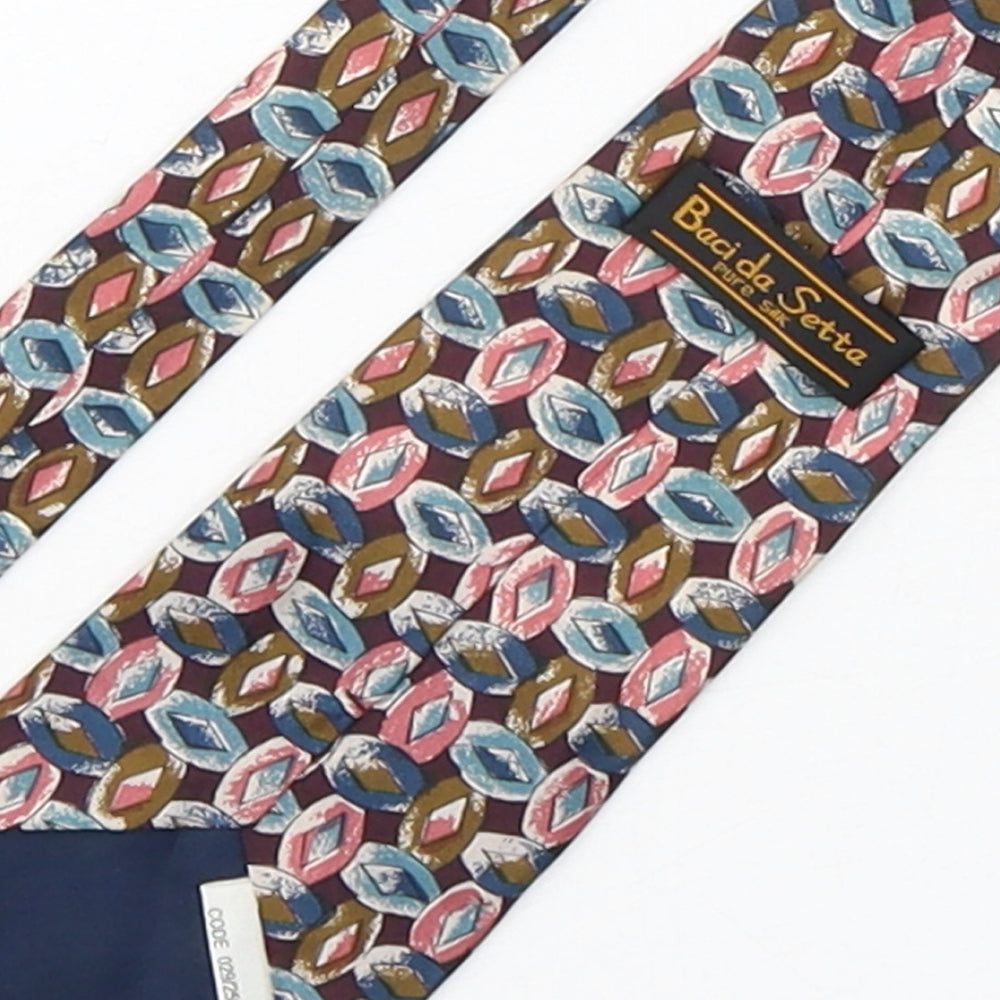 bacida setta Mens Multicoloured Geometric Silk Pointed Tie One Size