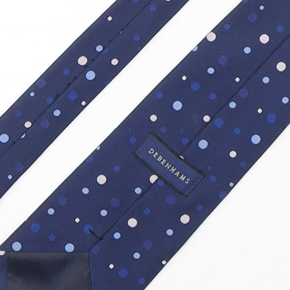 Debenhams Mens Blue Polka Dot Polyester Pointed Tie One Size