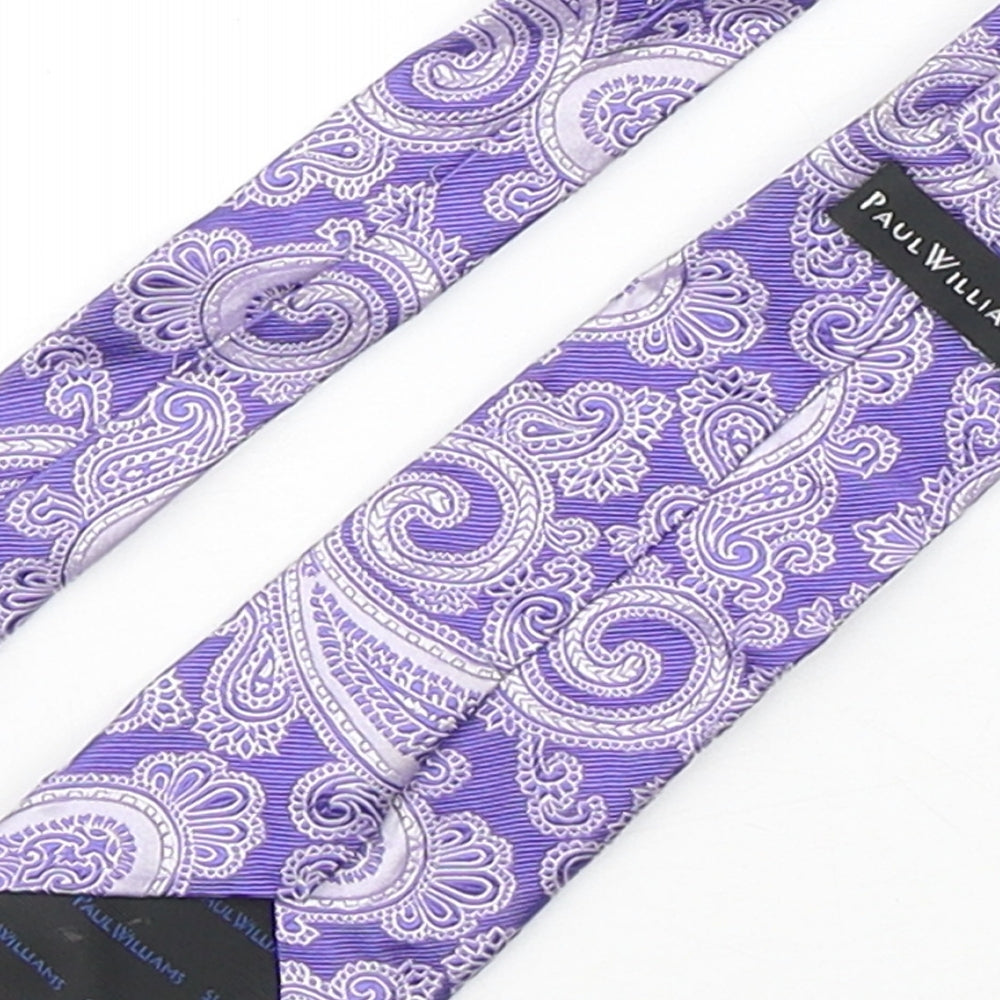 Paul Williams Mens Purple Paisley Silk Pointed Tie One Size