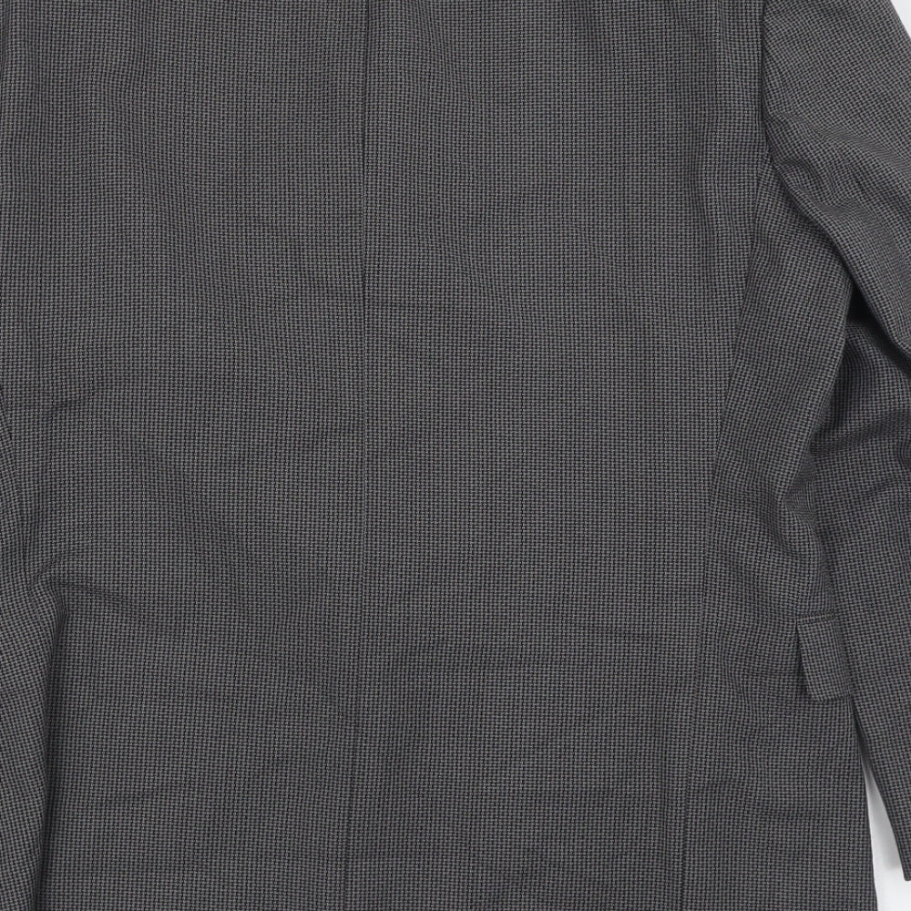 River Island Mens Grey Plaid Polyester Jacket Suit Jacket Size 38