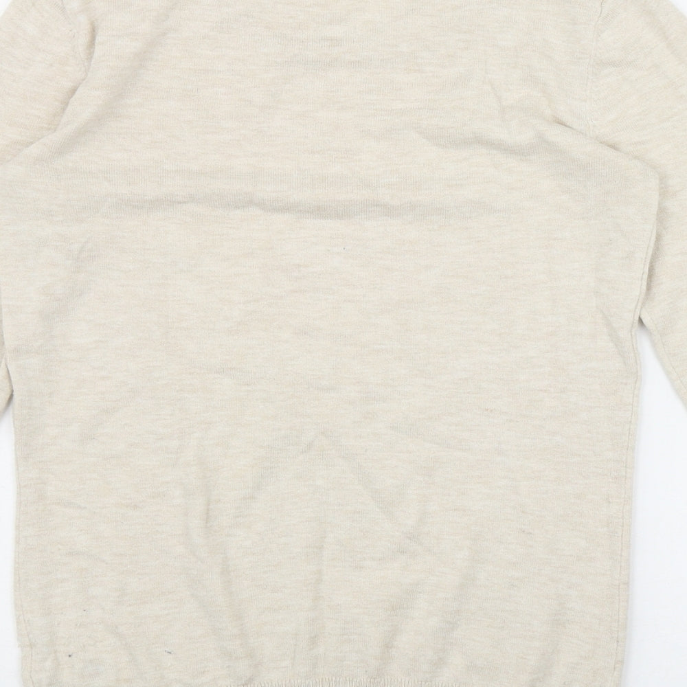 NEXT Womens Beige Round Neck Cotton Pullover Jumper Size 8