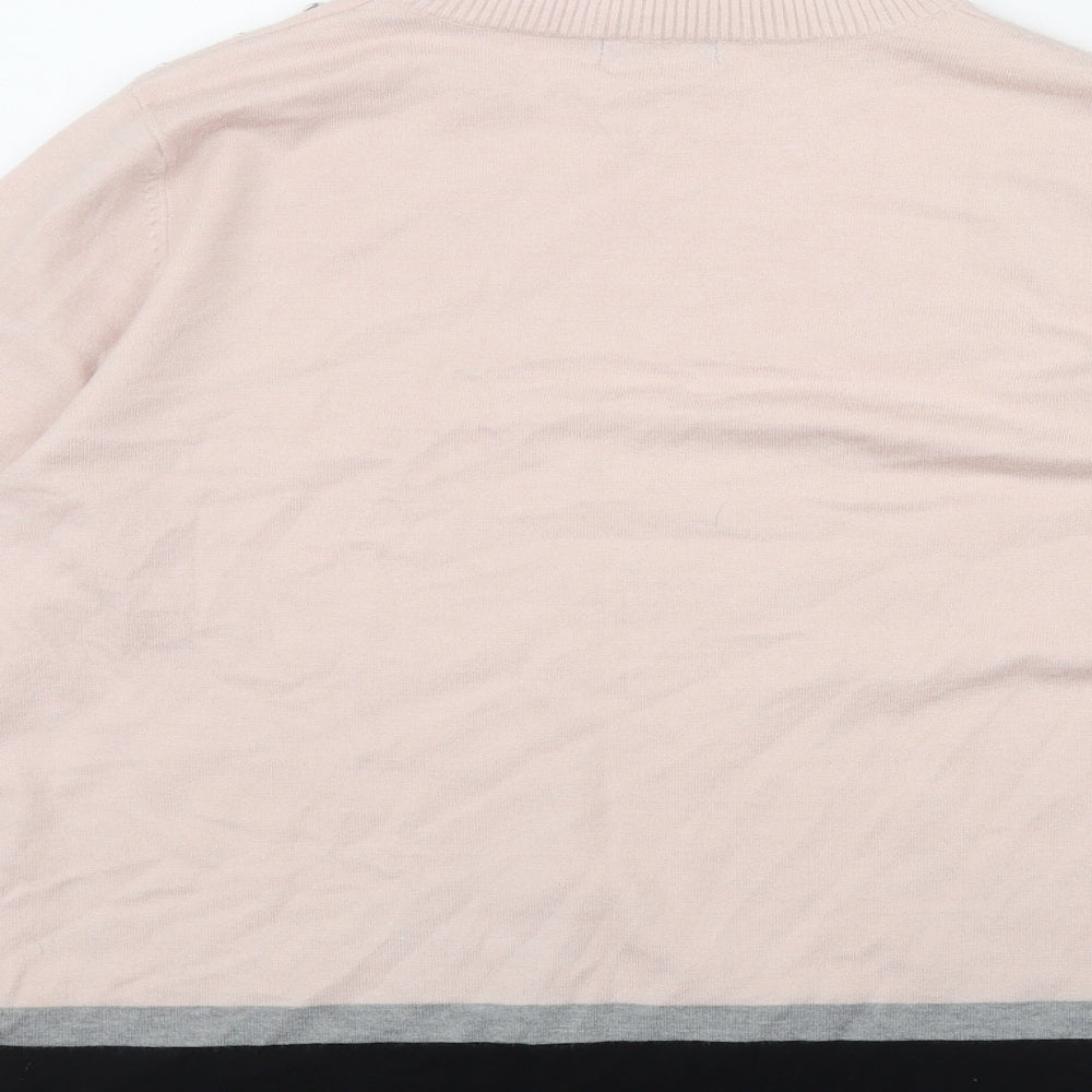 M&Co Womens Pink High Neck Viscose Pullover Jumper Size 16
